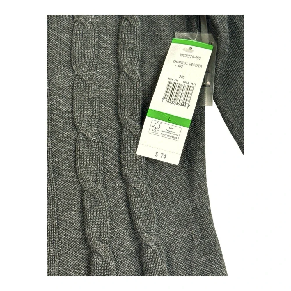 Black Label by Evan-Picone Cable Knit Sweater Dress Charcoal Gray Size L NWT - Picture 4 of 8